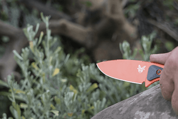 Hunting Knife, orange blade with dark grey handle